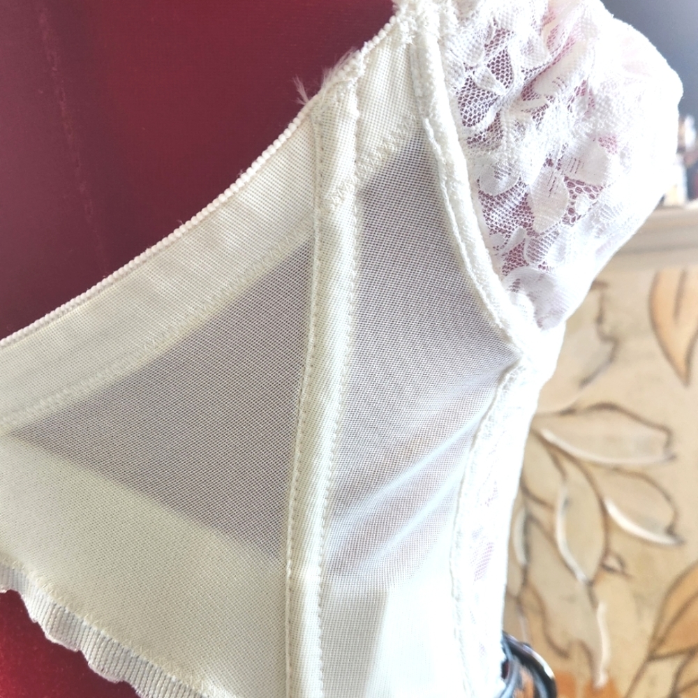 Vtg SUBTRACT Strapless Push Up Boned Low Back White Lace Corset Bustier 34B EUVC - Picture 8 of 16